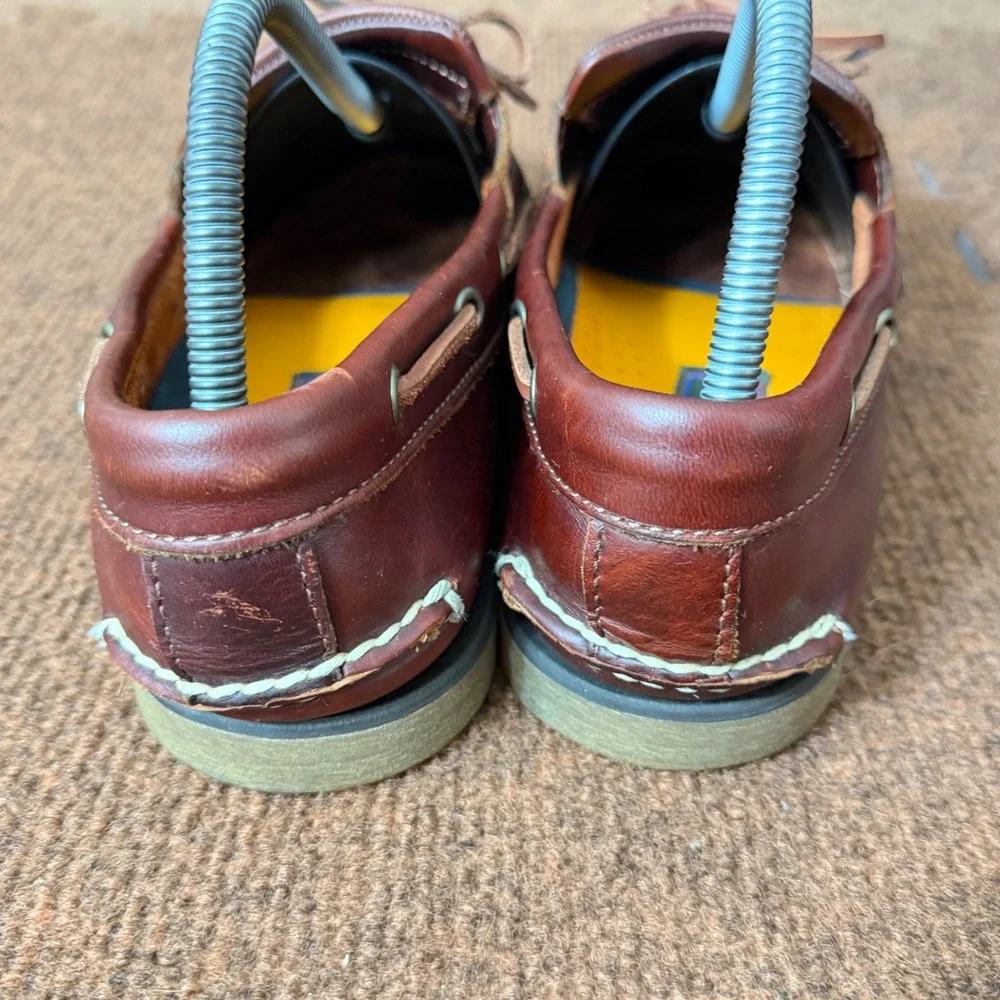 Timberland Mens 7.5 M Burgundy Brown Leather Boat Shoes 25077 Deck Shoes Loafers